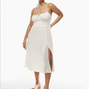 Aritzia Wilfred Genoa Midi Dress in Light Birch (White)